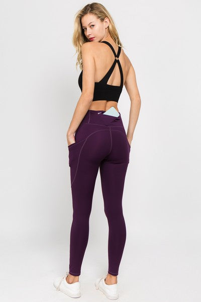 Buy 4-Way Stretch Active Leggings with Pocket Purple For Women