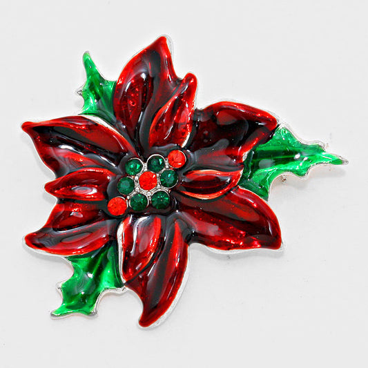 Poinsettia Holiday Brooch - iBESTEST.com