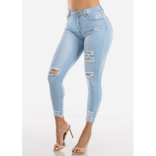 LIGHT RIPPED DENIM JEAN