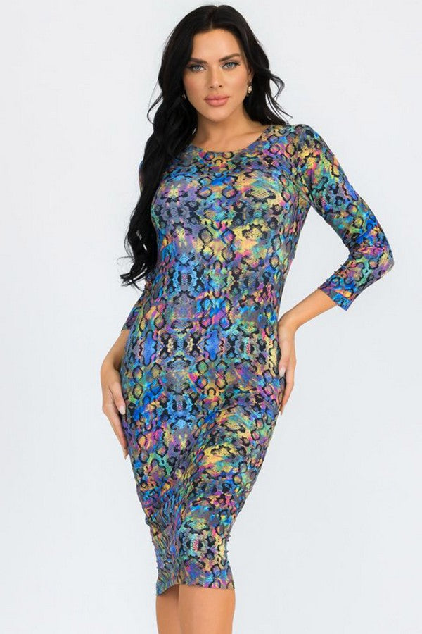 Luminescent Snake Print Dress