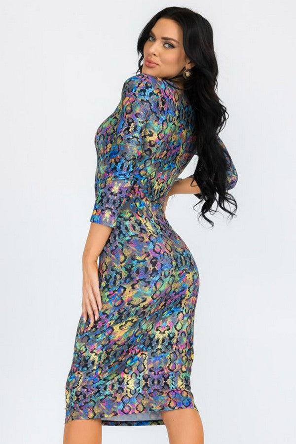 Luminescent Snake Print Dress