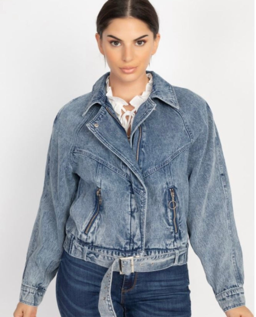 Moto oversized outlet denim jacket