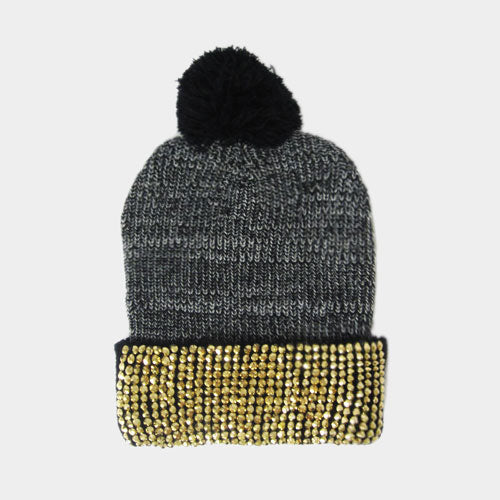 Pom Pom Bling Beanie Hat - iBESTEST.com